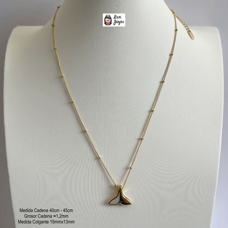 Collar Baño Oro Amarillo 18k Cola De Ballena Nácar-3