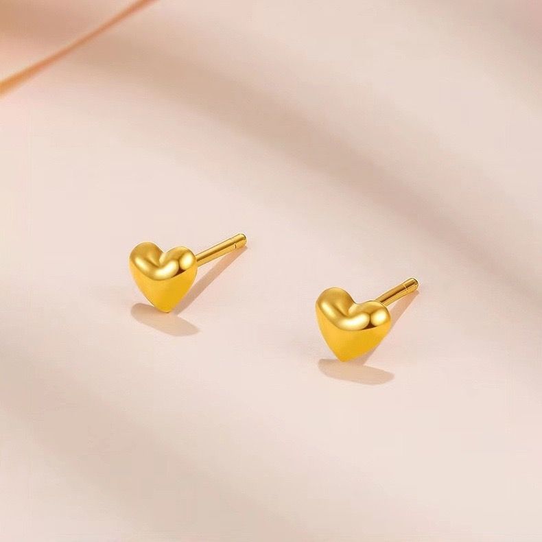 AROS PEGADOS CORAZÓN ORO AMARILLO 18K-1