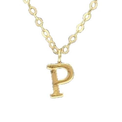 CADENA ESLABONES ORO 18K COLGANTE LETRA INICIAL P 18K-0