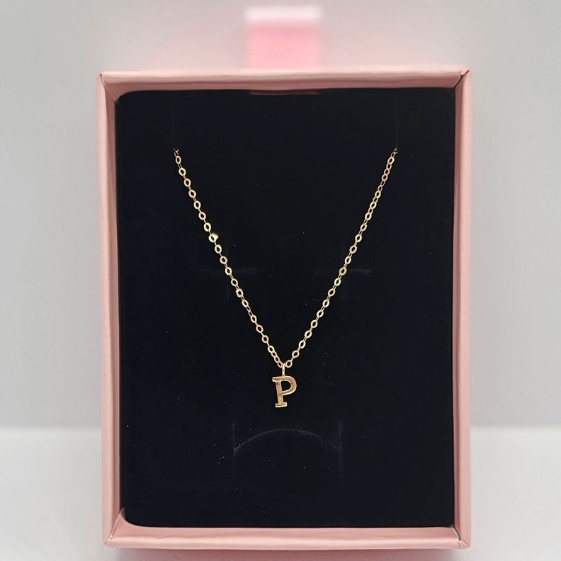 CADENA ESLABONES ORO 18K COLGANTE LETRA INICIAL P 18K-1
