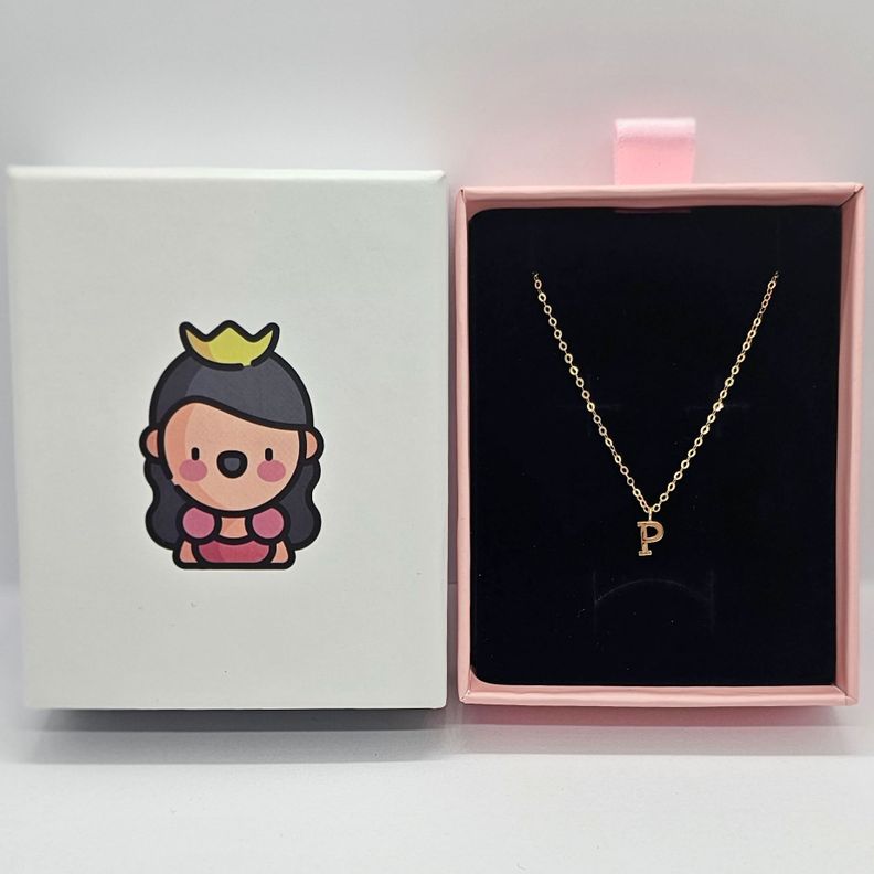 CADENA ESLABONES ORO 18K COLGANTE LETRA INICIAL P 18K-2
