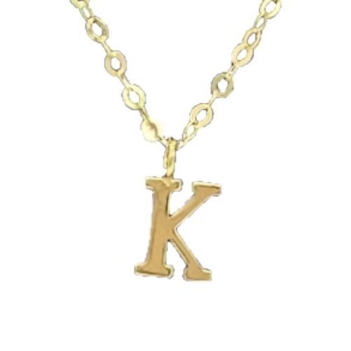 CADENA ESLABONES ORO 18K COLGANTE LETRA INICIAL K 18K-0