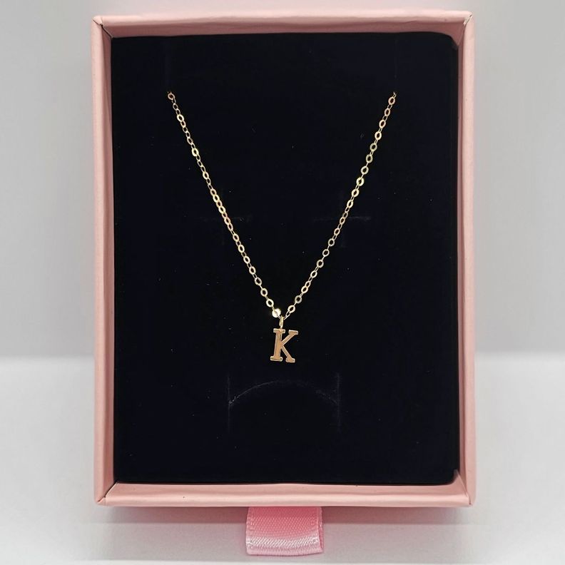 CADENA ESLABONES ORO 18K COLGANTE LETRA INICIAL K 18K-1