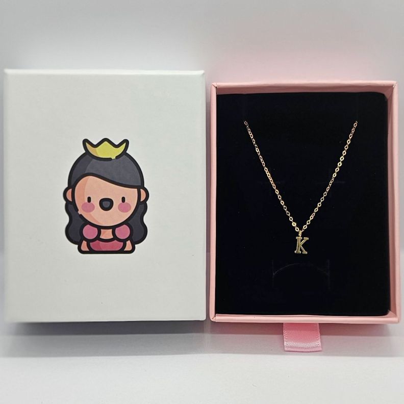CADENA ESLABONES ORO 18K COLGANTE LETRA INICIAL K 18K-2