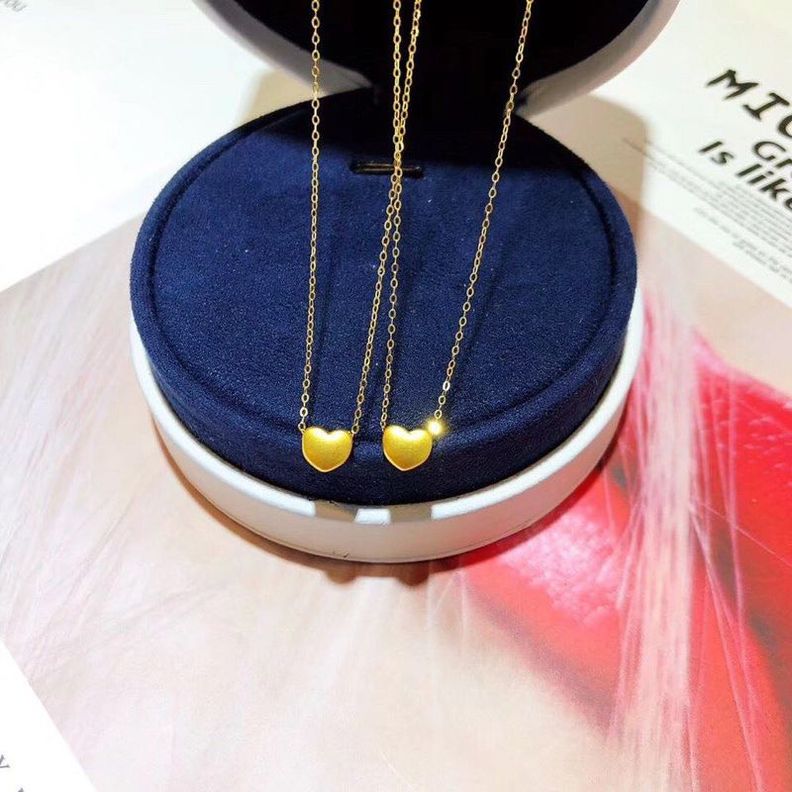 CADENA ESLABONES ORO AMARILLO 18K COLGANTE CORAZÓN SATINADO ORO 24K-3