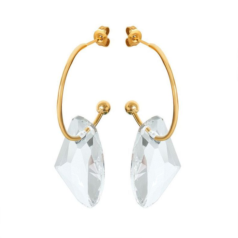 Aros Baño Oro 18k Tornillo Cristal