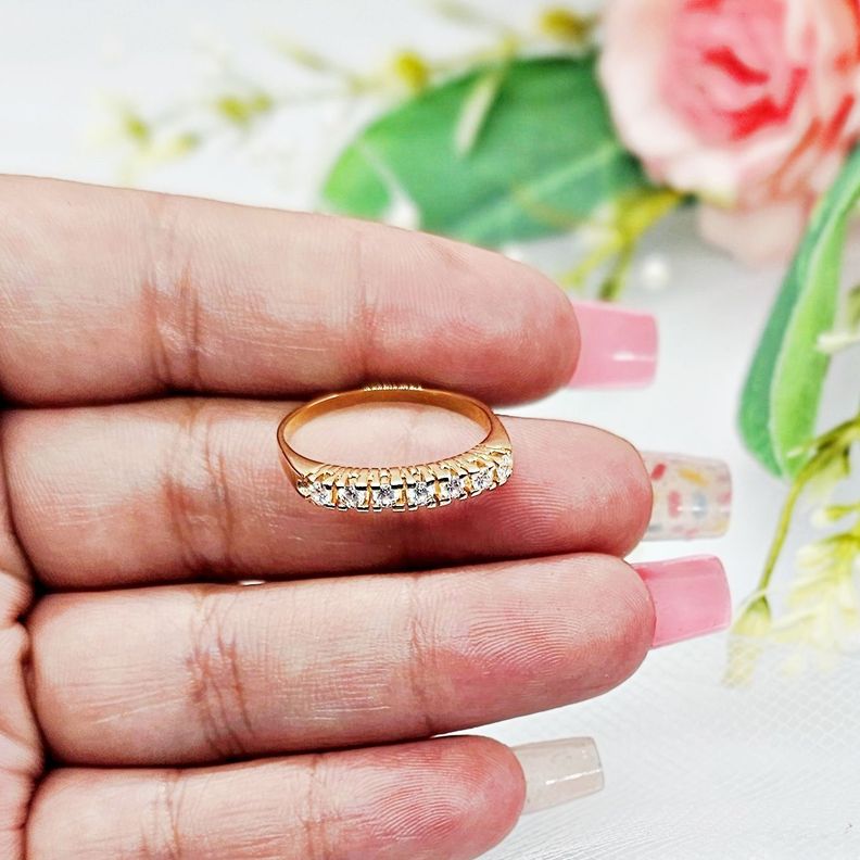 Anillo Cintillo Circones Oro 18 Kilates Nacional-4
