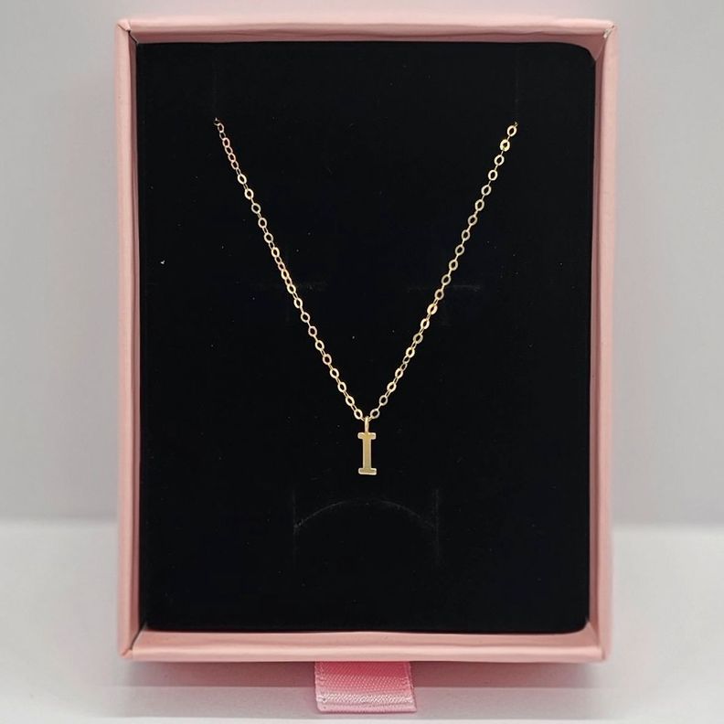 CADENA ESLABONES ORO 18K COLGANTE LETRA INICIAL I 18K-1