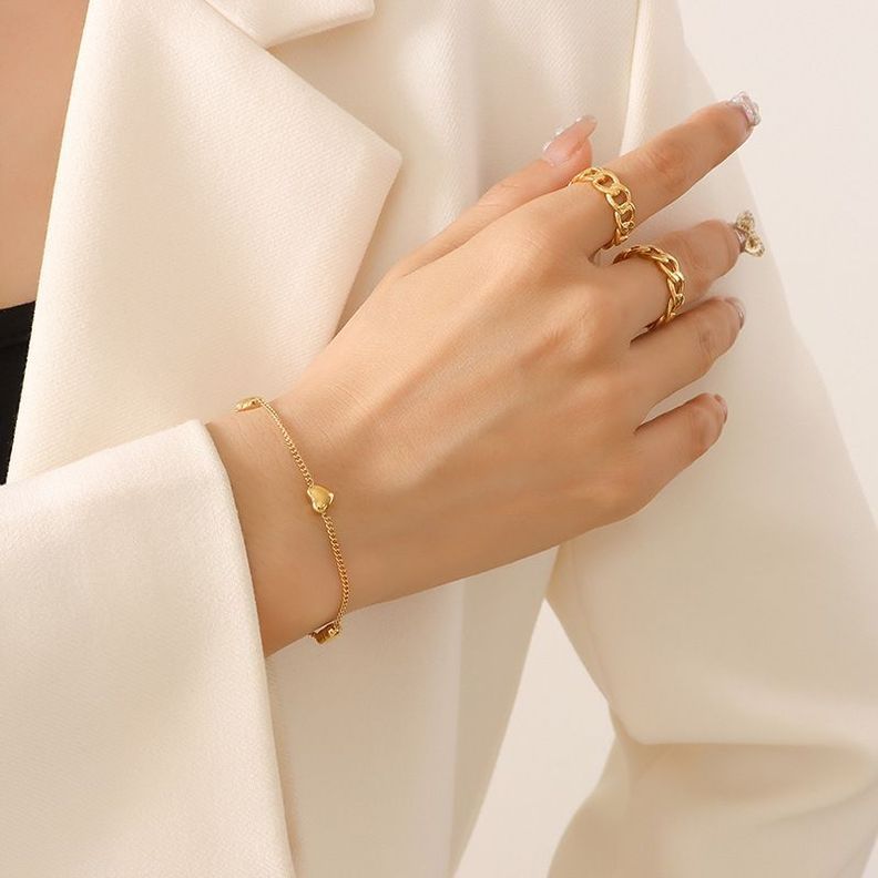 Pulsera Baño Oro Amarillo 18k Corazón-2