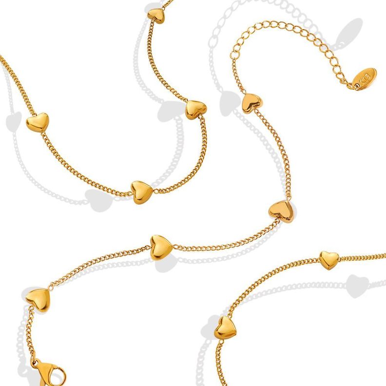 Pulsera Baño Oro Amarillo 18k Corazón-0