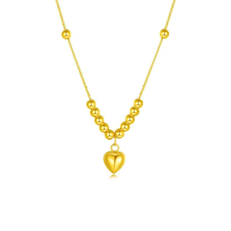CADENA TEJIDA ORO AMARILLO 18K PELOTITAS CORAZÓN 18K-0