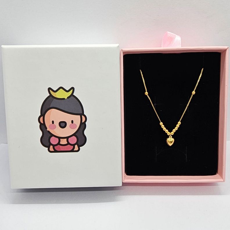 CADENA TEJIDA ORO AMARILLO 18K PELOTITAS CORAZÓN 18K-6