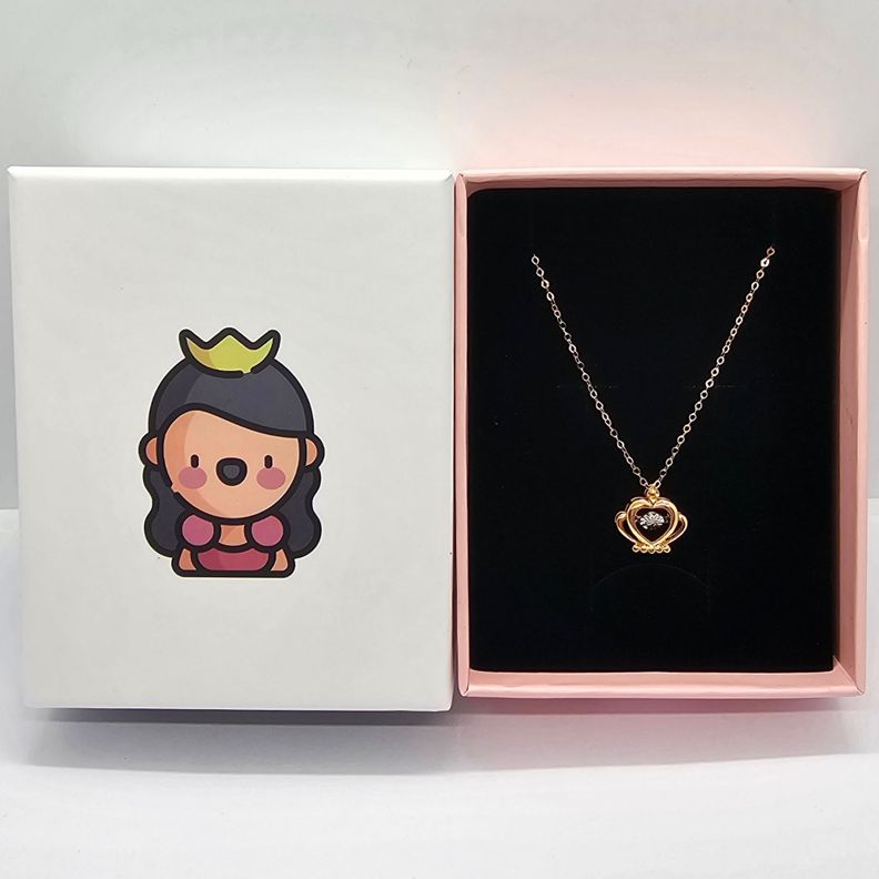 CADENA ESLABONES ORO ROSADO 18K COLGANTE CORONA DIAMANTE 3P-7