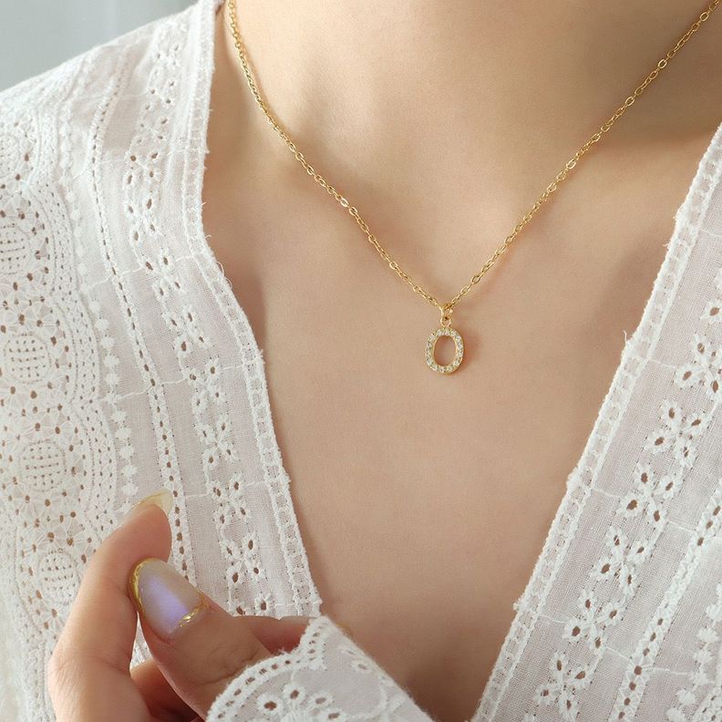Collar Baño Oro 18k Letra Inicial Brillitos O-3