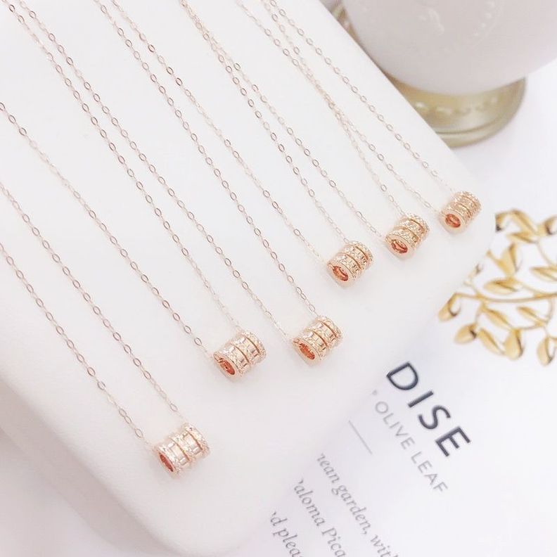 CADENA ESLABONES ORO ROSADO 18K CON COLGANTE TUBO-1