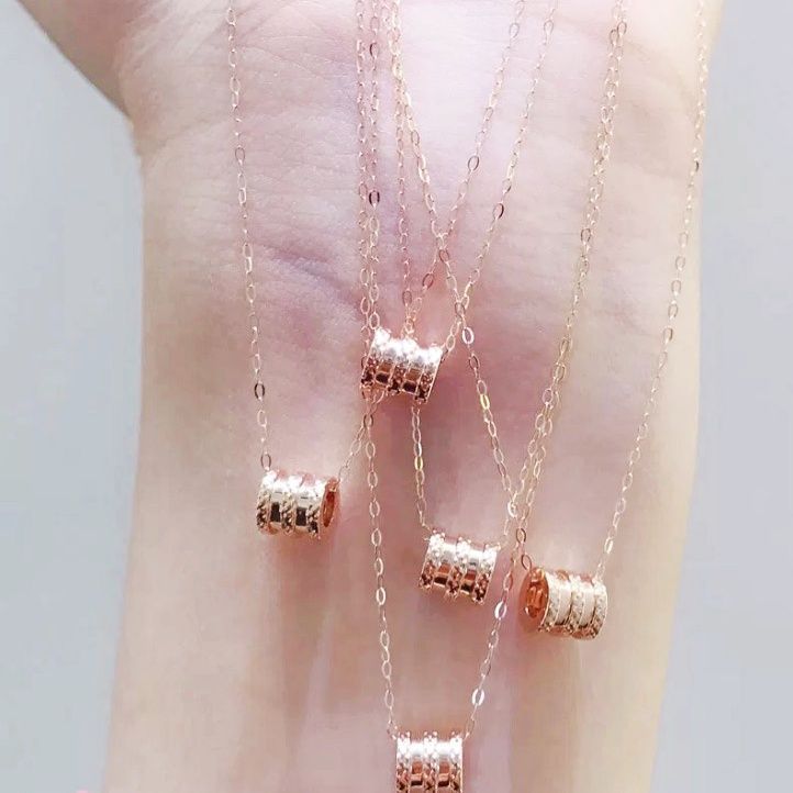 CADENA ESLABONES ORO ROSADO 18K CON COLGANTE TUBO-2