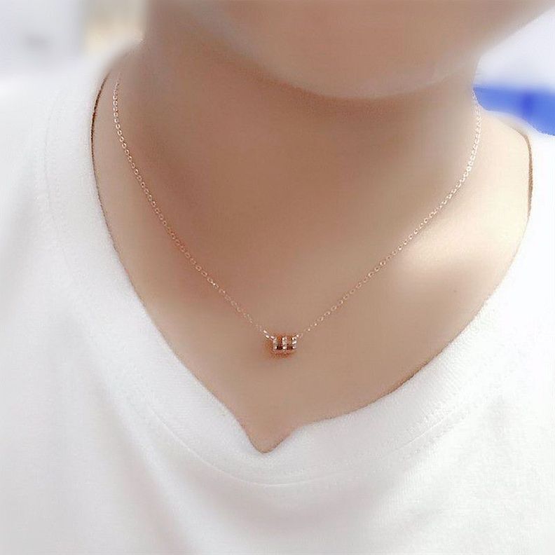 CADENA ESLABONES ORO ROSADO 18K CON COLGANTE TUBO-3