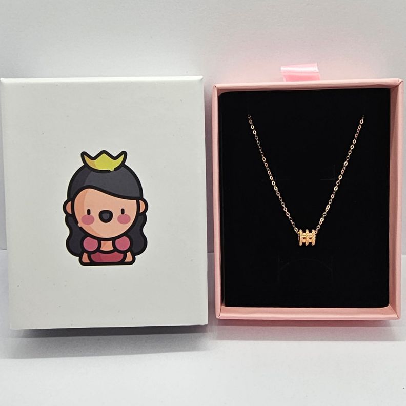 CADENA ESLABONES ORO ROSADO 18K CON COLGANTE TUBO-5