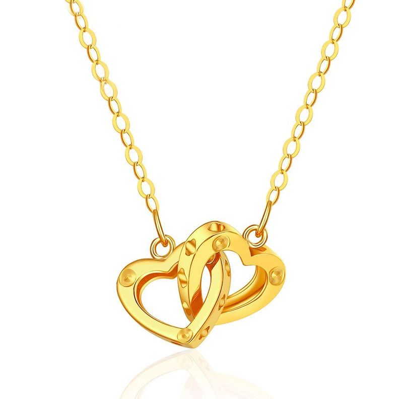 CADENA ESLABONES ORO AMARILLO 18K DOS CORAZONES 18K-0