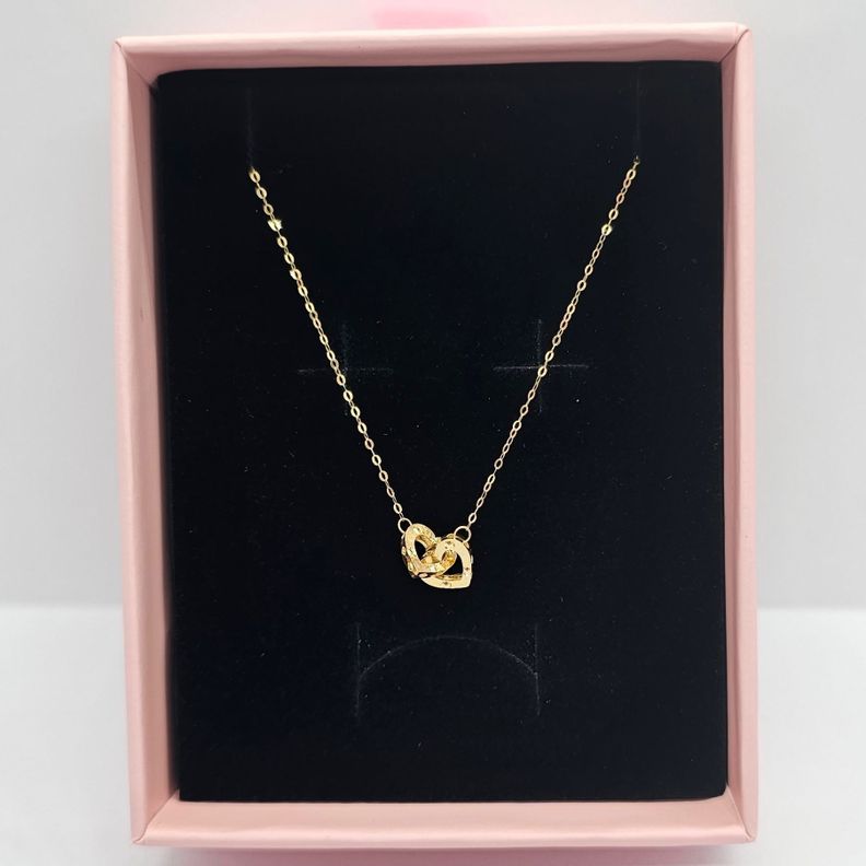 CADENA ESLABONES ORO AMARILLO 18K DOS CORAZONES 18K-2