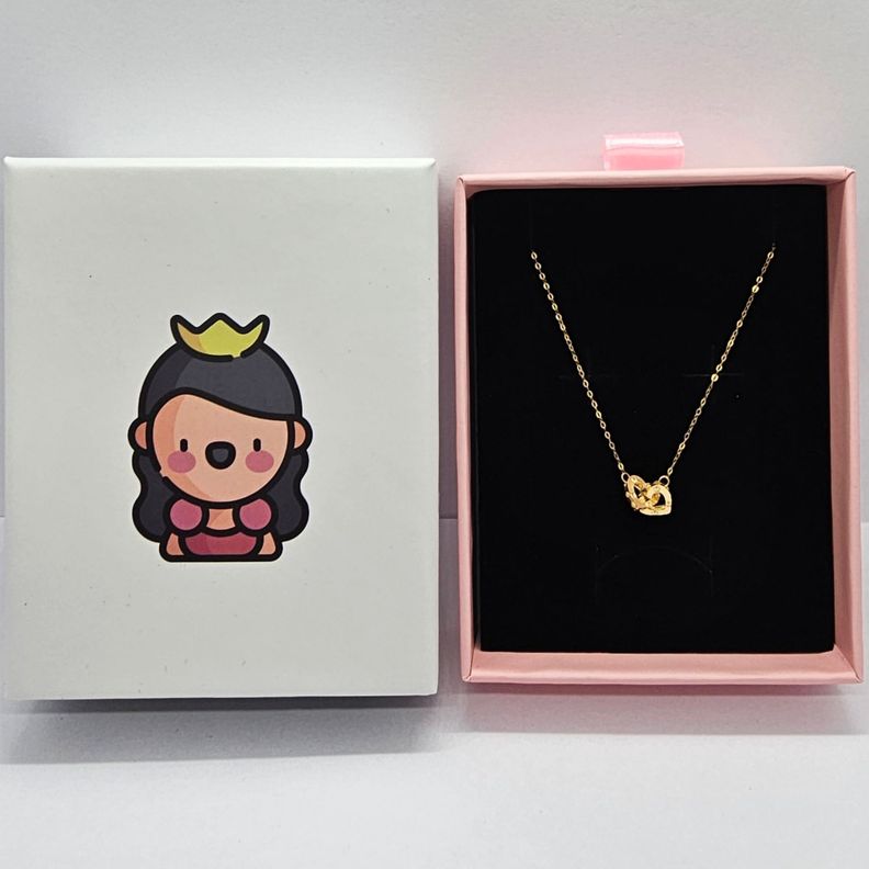 CADENA ESLABONES ORO AMARILLO 18K DOS CORAZONES 18K-3