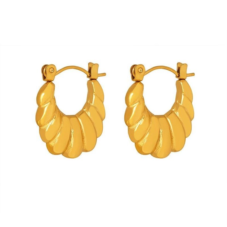 Aros Bano Oro 18k Botes Concha Dorado