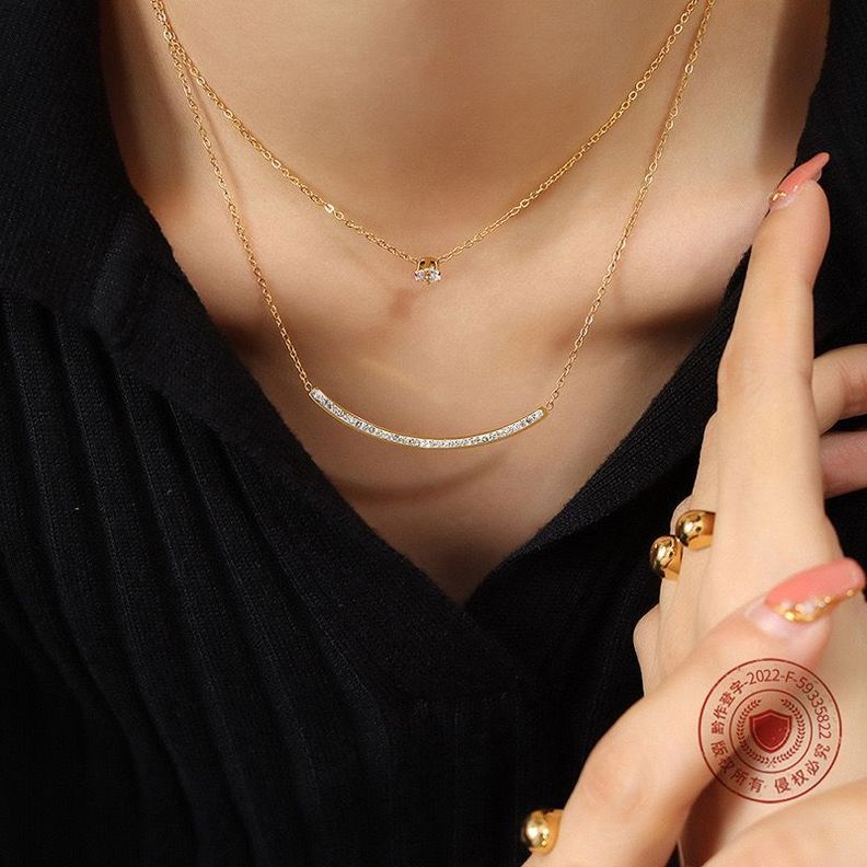 Collar Baño De Oro Amarillo 18k Punto De Luz Sonrisa Circones-1