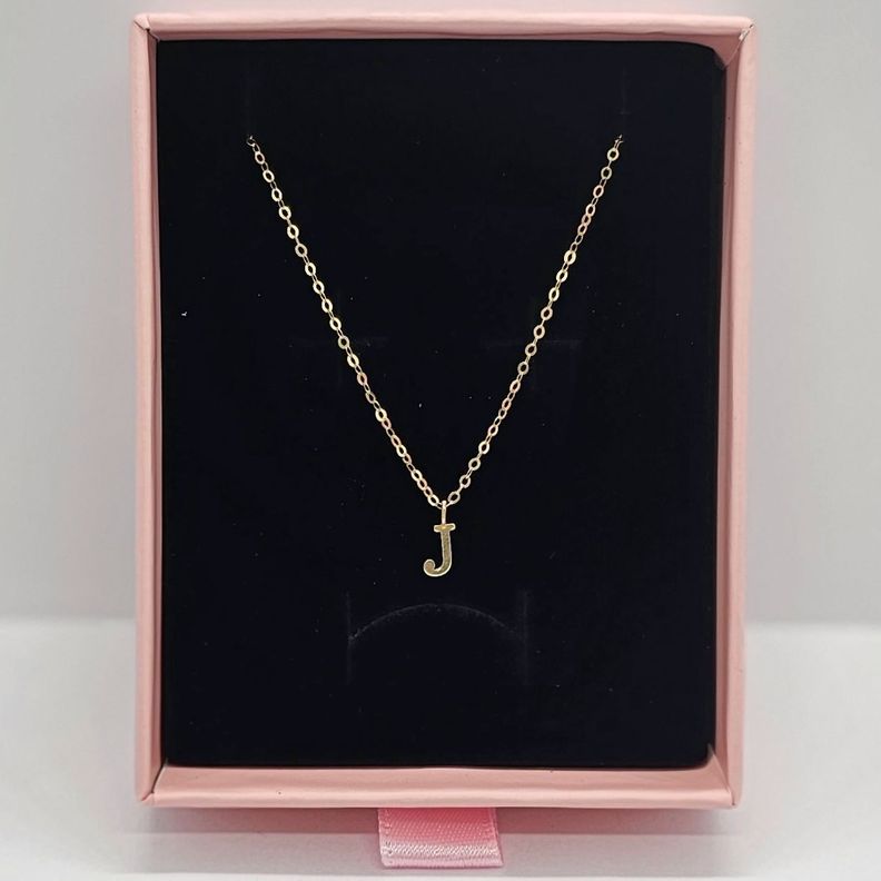 Cadena Eslabones Oro Amarillo 18k Colgante Letra Inicial J 18k-1