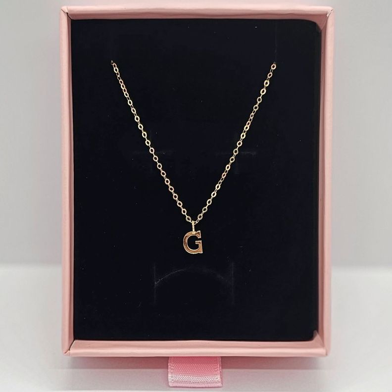 Cadena Eslabones Oro Amarillo 18k Colgante Letra Inicial G 18k-1