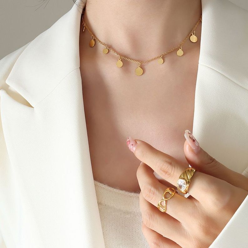 Collar Baño Oro Amarillo 18 Kilates Círculos-3