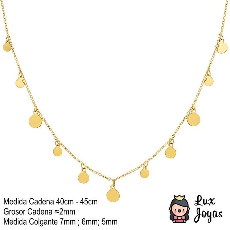 Collar Baño Oro Amarillo 18 Kilates Círculos-4