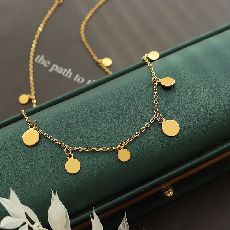 Collar Baño Oro Amarillo 18 Kilates Círculos-2