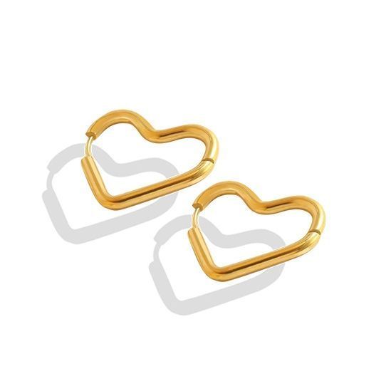 Aros Baño Oro Amarillo 18k Argollas Corazón-0