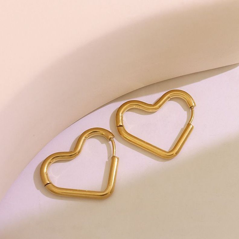 Aros Baño Oro Amarillo 18k Argollas Corazón-1