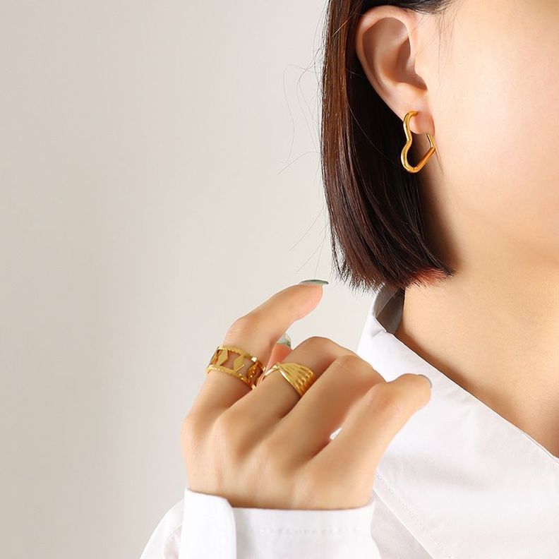 Aros Baño Oro Amarillo 18k Argollas Corazón-2