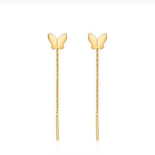 AROS LARGOS CADENA MARIPOSA ORO AMARILLO 18K-0