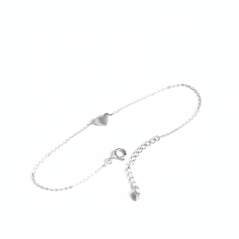 Pulsera Plata 925 Cad Corazon Plateado