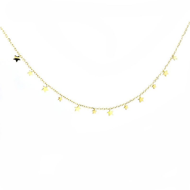 Collar Baño De Oro Amarillo 18k 12 Estrellas-0