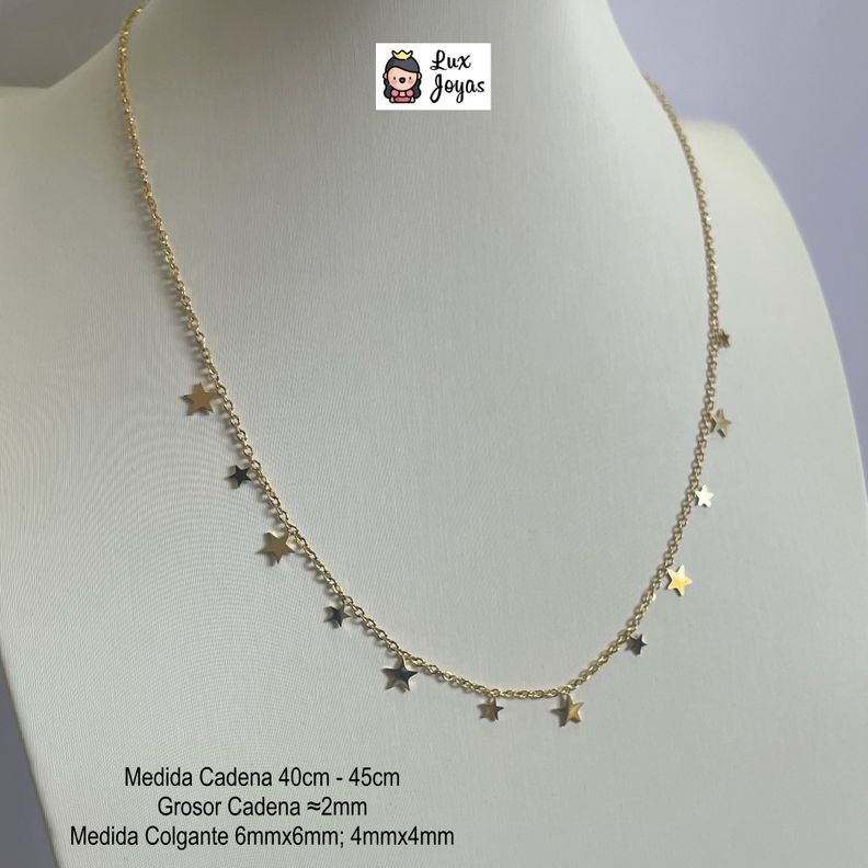 Collar Baño De Oro Amarillo 18k 12 Estrellas-3