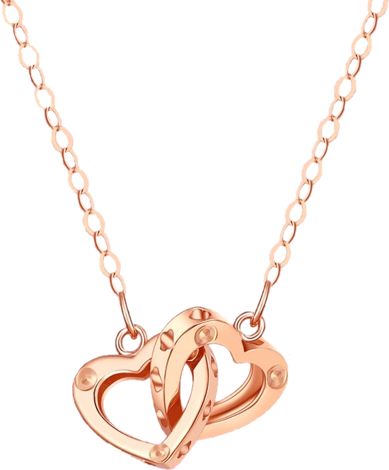 CADENA ESLABONES ORO ROSADO 18K DOS CORAZONES 18K-0