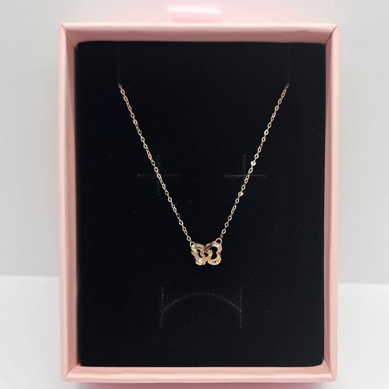 CADENA ESLABONES ORO ROSADO 18K DOS CORAZONES 18K-6
