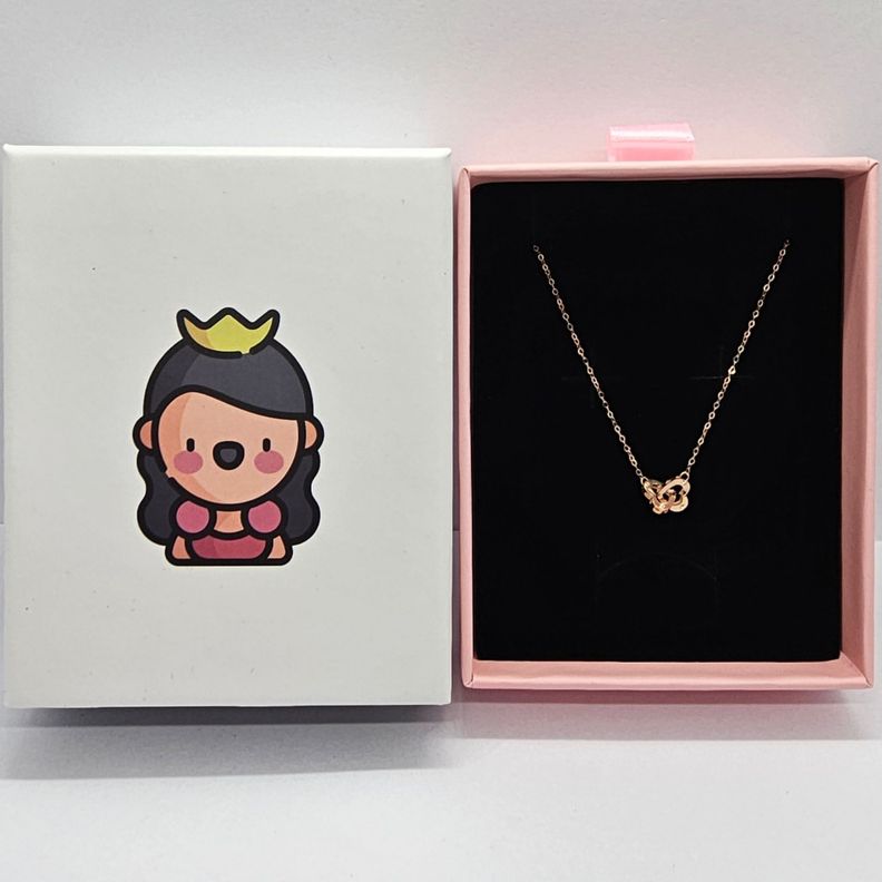 CADENA ESLABONES ORO ROSADO 18K DOS CORAZONES 18K-7