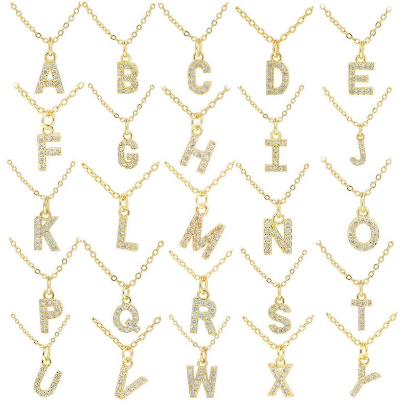 Collar Baño Oro 18k Letra Inicial Brillitos R-0
