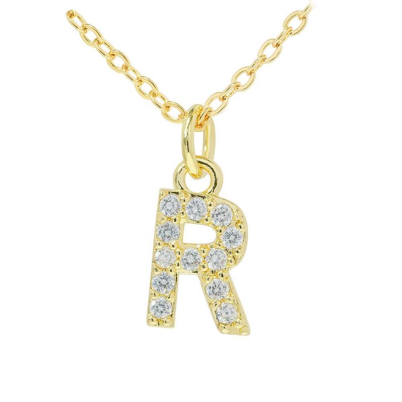 Collar Baño Oro 18k Letra Inicial Brillitos R-2