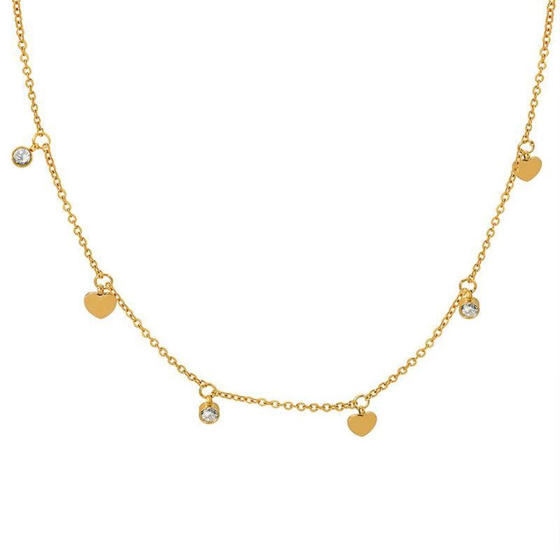 Collar Baño Oro 18 Kilates Punto De Luz Corazones-0