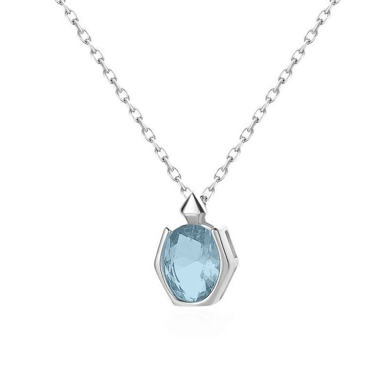 Collar Plata 925 Ova Aquamarina Plateado