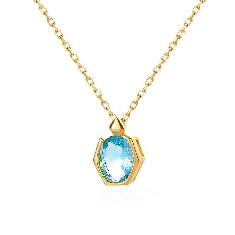 Collar Plata 925 Ova Aquamarina