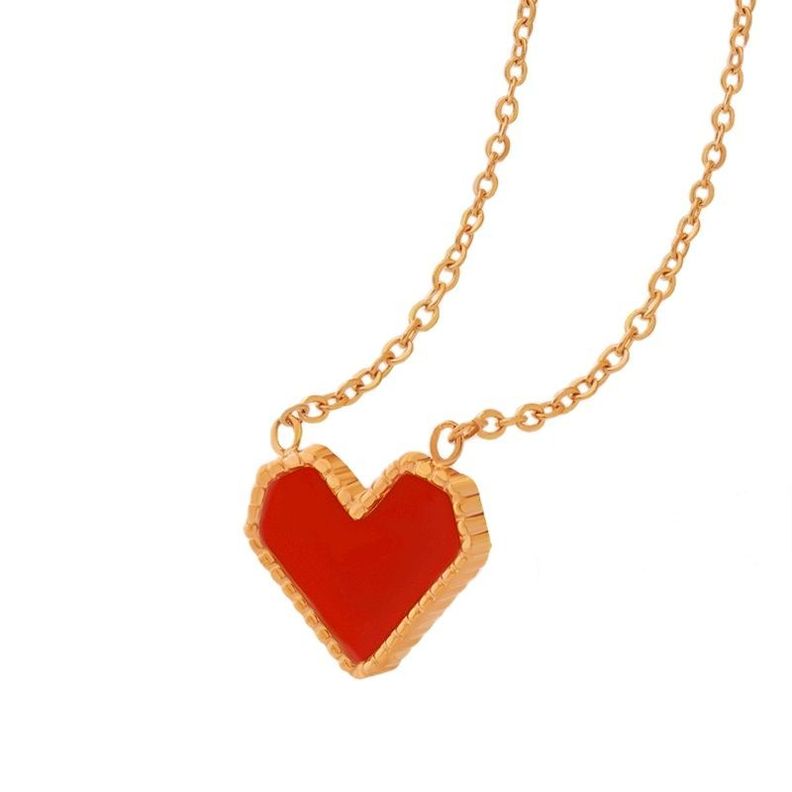 Collar Bano Oro Amarillo 18k Corazon Rubi