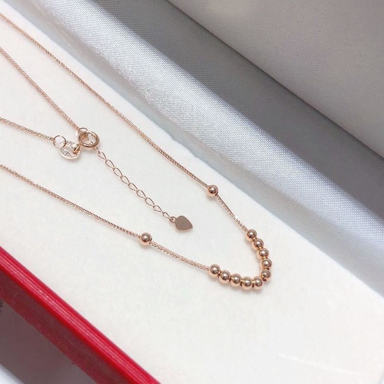 CADENA TEJIDA ORO ROSADO 18K COLGANTE 12 PELOTITAS 18K-3