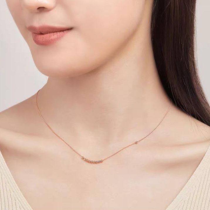 CADENA TEJIDA ORO ROSADO 18K COLGANTE 12 PELOTITAS 18K-5